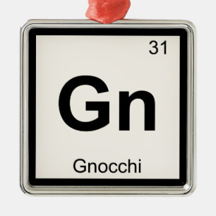 Gn - Gnocchi Chemie Periodisches Tabellensymbol Silbernes Ornament