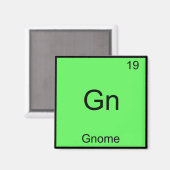Gn - Gnome Funny Chemistry Element Symbol T - Shir Magnet (Vorderseite/Rückseite)