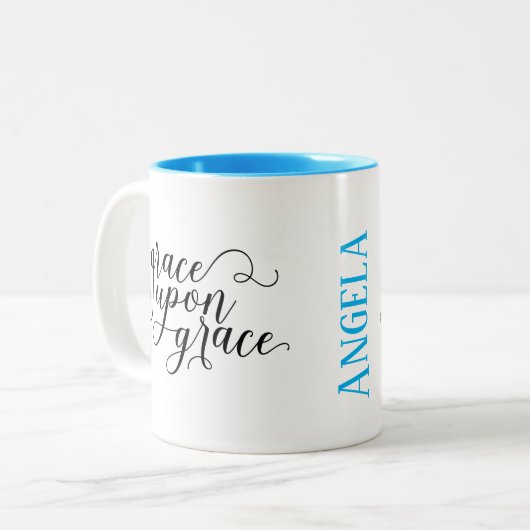 Gnade auf Anmut Christliches Zitat ermutigend Gesc Zweifarbige Tasse (Vorderseite Links)