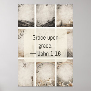 Gnade auf Gnade Christlicher Glaube Text Kunst Kun Poster