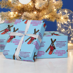 Gnade in der Krippe babyblau Geschenkpapier