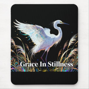 "Gnade in Stille" Fantasy-Reiher-Mauspad Mousepad