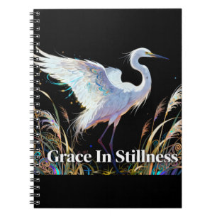 "Gnade in Stille" Fantasy-Reiher-Notizbuch Notizblock