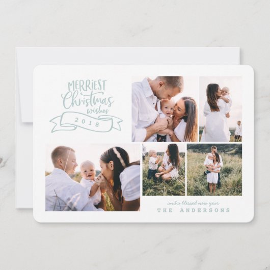 gnädiges, modernes Script-Foto Feiertagskarte (Vorderseite)