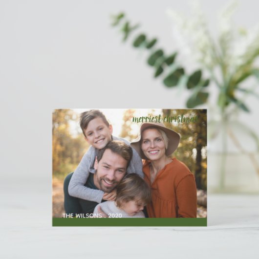 gnädiges, modernes Script-Foto Postkarte (Stehend Vorderseite)