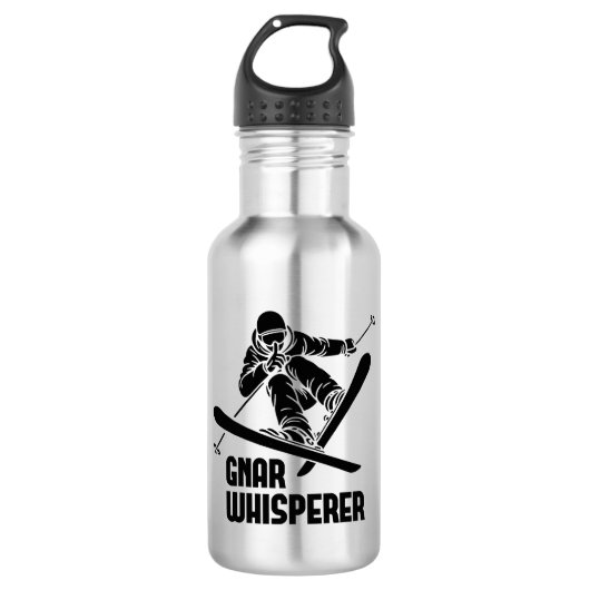 Gnar Whisperer Skiing Edelstahlflasche (Vorderseite)