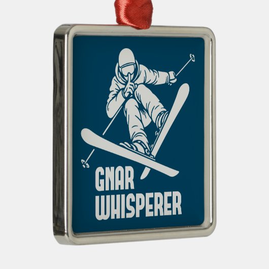 Gnar Whisperer Skiing Ornament Aus Metall (Rechts)