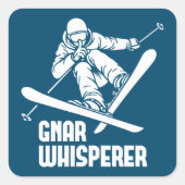 Gnar Whisperer Skiing Quadratischer Aufkleber (Vorderseite)