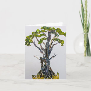 Gnarled Tree a Aquarellkollage Karte