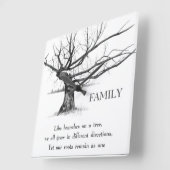 Gnarly alter Baum: Zitat: FAMILIE: Bleistift-Kunst Quadratische Wanduhr (Winkel)