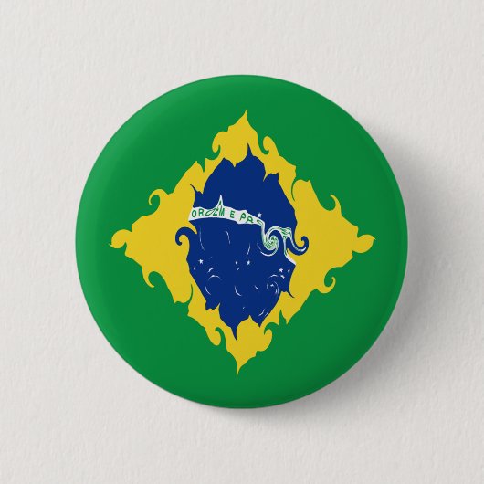 Gnarly Flagge Brasiliens Button (Vorderseite)