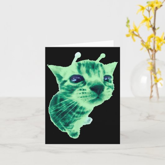 Gnarp Cat Albern Alien Cat Meme Brainrot Meme Funn Karte (Gelbe Blume)