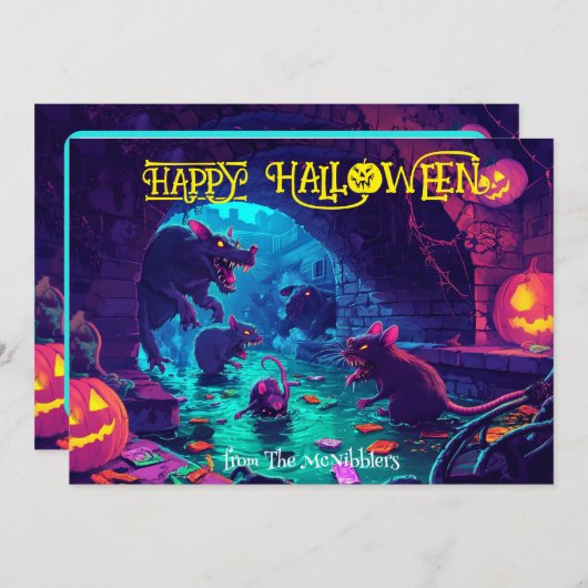 Gnaw-oder-Leckerei: Spuk Underpass Halloween-Karte Einladung (Vorne/Hinten)