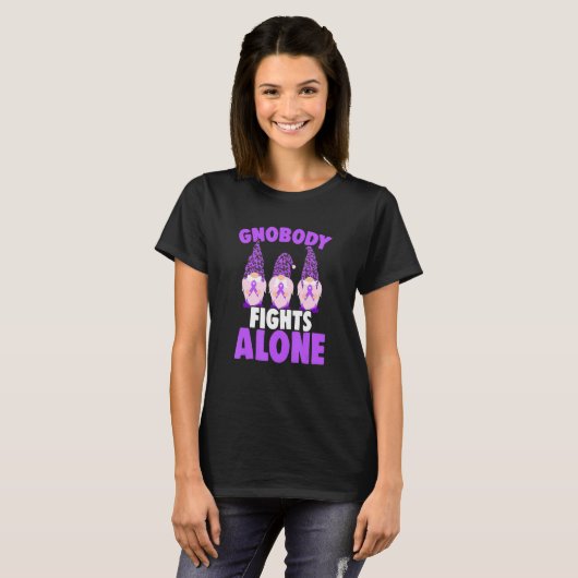Gnobody Fights Alone Epilepsy Gnome Epilepsy Aware T-Shirt (Vorne ganz)