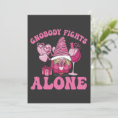 Gnobody kämpft allein Funny Cancer Awareness Gnome Einladung (Stehend Vorderseite)