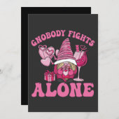 Gnobody kämpft allein Funny Cancer Awareness Gnome Einladung (Vorne/Hinten)
