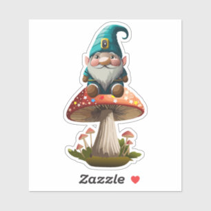 Gnom auf einem Pilz sitzend Sticker