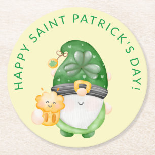 Gnom Bier Frohen St. Patrick's Day Party Runder Pappuntersetzer