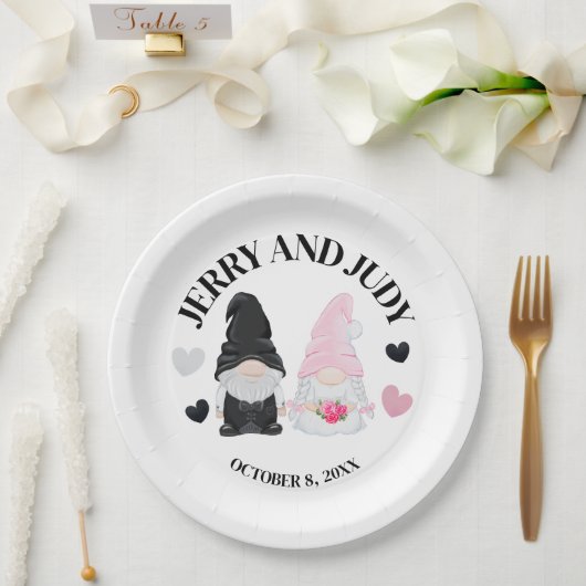 Gnom Braut und Bräutigam Pappteller (Hochzeit)