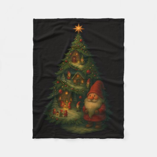 Gnom-Christbaum-Dorf-Flanelldecke – Gemütlich Fleecedecke (Vorderseite)