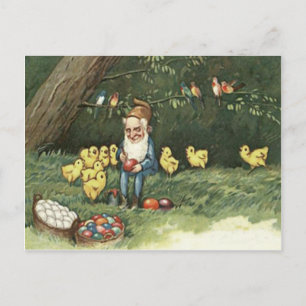 Gnom Elf Ostern Farbige Bemalte Ei Küken Feiertagspostkarte