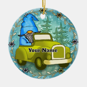 Gnom fährt Auto Keramik Ornament