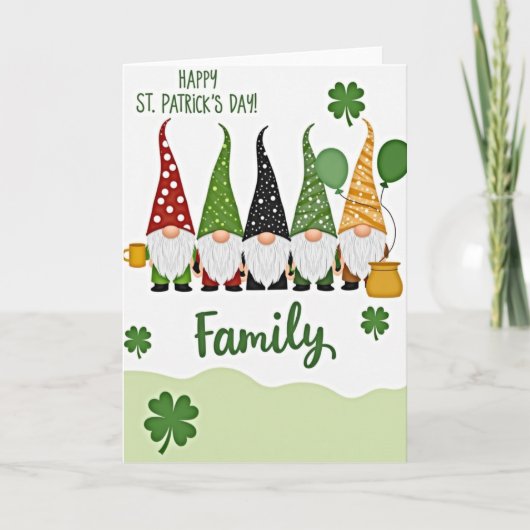 Gnom Familie St. Patrick Tag Karte (Vorderseite)