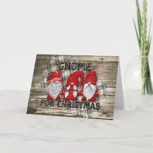Gnom für Weihnachten Kariert Rustikales Landhaus Karte