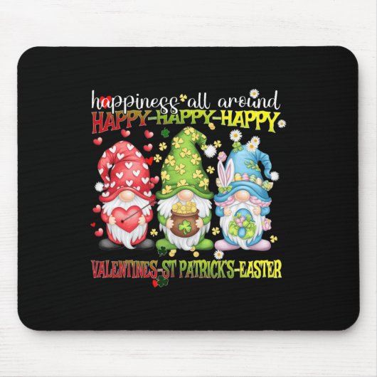 Gnom glücklich St. Patrick Ostern Valentinstag Fre Mousepad (Vorne)