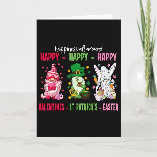Gnom Glücklich Valentinstag St. Patrick Ostern Glü Karte (Vorderseite)