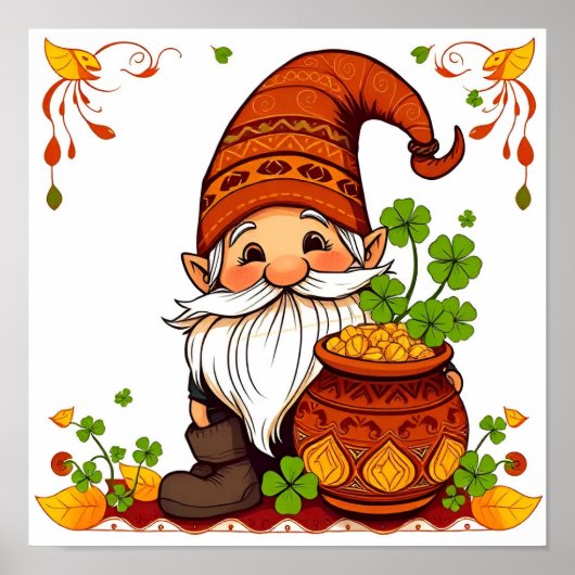Gnom Glücklicher St. Patrick's Day Shamrock Poster (Vorne)