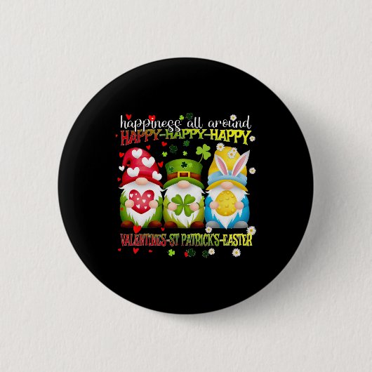 Gnom glückliches Valentins St. Patrick Ostern Glüc Button (Vorderseite)