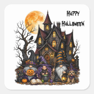 Gnom Happy Halloween Quadratische Aufkleber