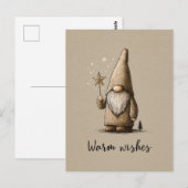 Gnom-Illustration mit "Warme Wünsche"-Text Postkarte (Vorne/Hinten)