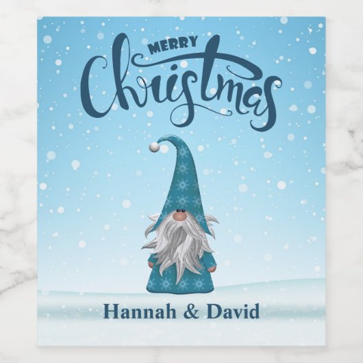 Gnom in blauem Anzug Weinetikett (Einzelnes Label)