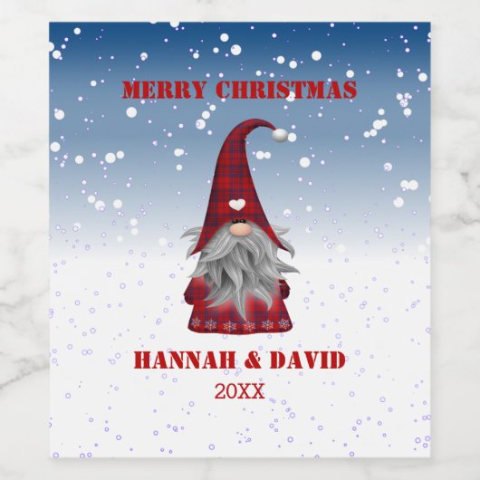 Gnom in rotem Anzug Weinetikett (Einzelnes Label)