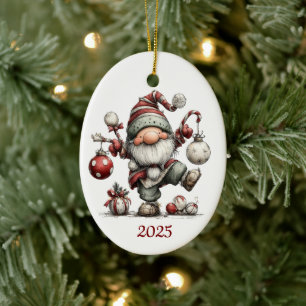 Gnom Keramik-Oval-Weihnachtsbaumanhänger Keramik Ornament