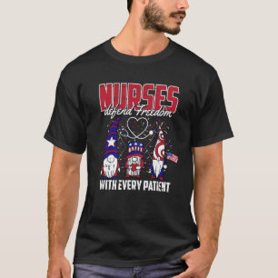 Gnom-Krankenschwester 4. Juli Lustiges Stethoskop T-Shirt