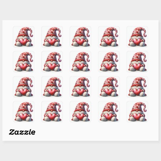Gnom Liebessticker-Set Quadratischer Aufkleber (Blatt)