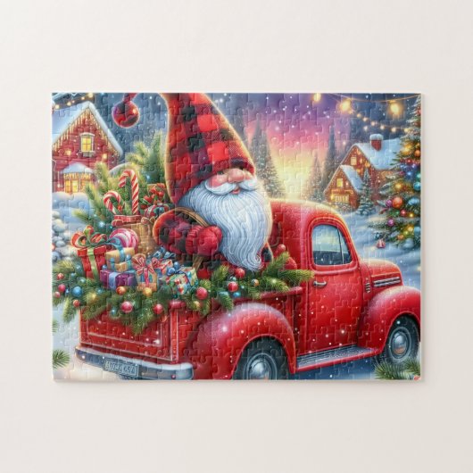 Gnom-LKW-Weihnachtsbaum Puzzle (Horizontal)