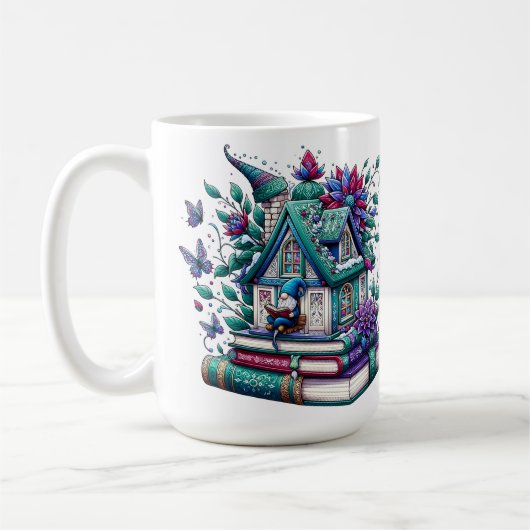 Gnom mit Büchern Kaffeetasse (Links)