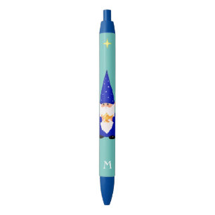 Gnom mit einer magischen Lampe & Monogramm Schwarz Kugelschreiber