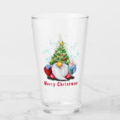 Gnom mit Geschenk Weihnachtsbrille Glas (Vorderseite)