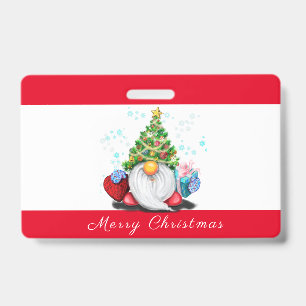 Gnom mit Geschenk Weihnachtsfeier-Abzeichen Ausweis