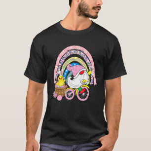 Gnom mit Hase Huhn auf Fahrrad Ostern Ei T-Shirt
