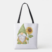 Gnom mit Sonnenblume und Noten auf einer Tote-Tasc Tasche (Rückseite)