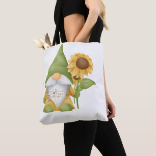 Gnom mit Sonnenblume und Noten auf einer Tote-Tasc Tasche
