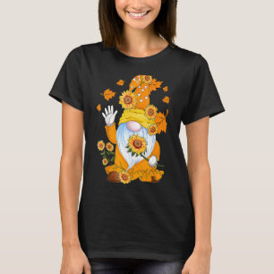 Gnom mit Sonnenblumen Ahornblätter Herbst  T-Shirt