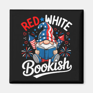 Gnom patriotisches Buch lustig rot weiß buchlieben Magnet