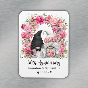 Gnom Pink Floral Bogen 50. Hochzeitstag Magnet